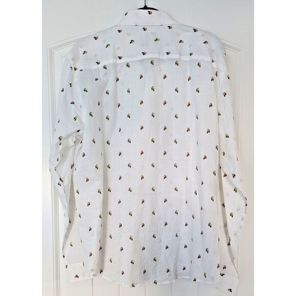 Stitch Note Men's Long Sleeve Vespa Print Linen/Cotton Shirt XXL New w tags - Picture 5 of 9